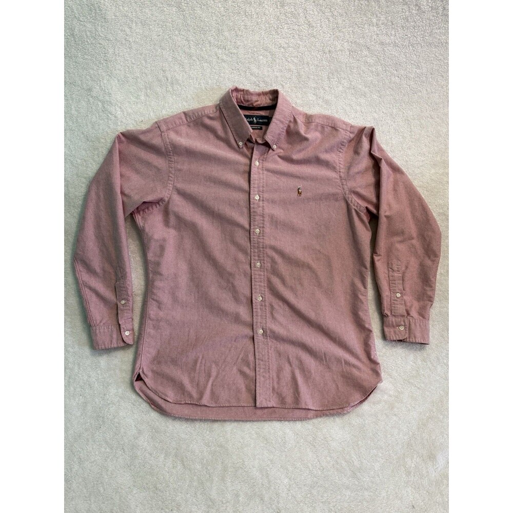 Ralph Lauren Pink Oxford Shirt Long Sleeve Button Down Men's Size L  See Pics